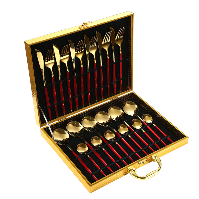 不锈钢餐具24件套葡萄牙西餐牛排刀叉勺四主件礼盒套装