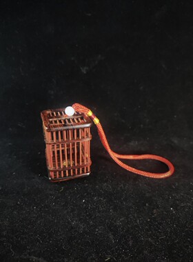 罐王•S137•檀方秋鸣•铜款老红木正方竹蛉笼小宠笼子40*40*4