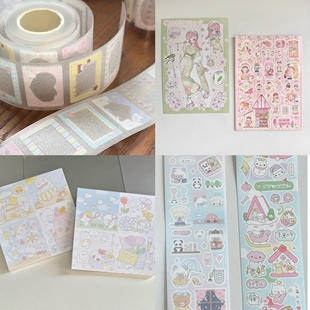 跌入梦境wish切膜贴纸卷分装卡通韩系大头贴便签分装手帐咕卡新品