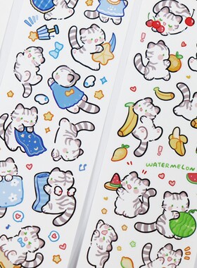 Lanbokabu小咔布系列猫咪9月新品模切贴纸卷可爱小猫手账