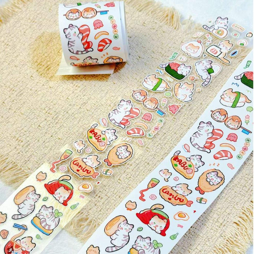 Lanbo Kabu寿司快餐绘画绅士咔布马戏团贴纸卷分装小猫动物贴纸