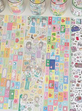 Springforth 社团女孩 分装原创切膜贴纸卷苹湖可爱贴纸手帐新品