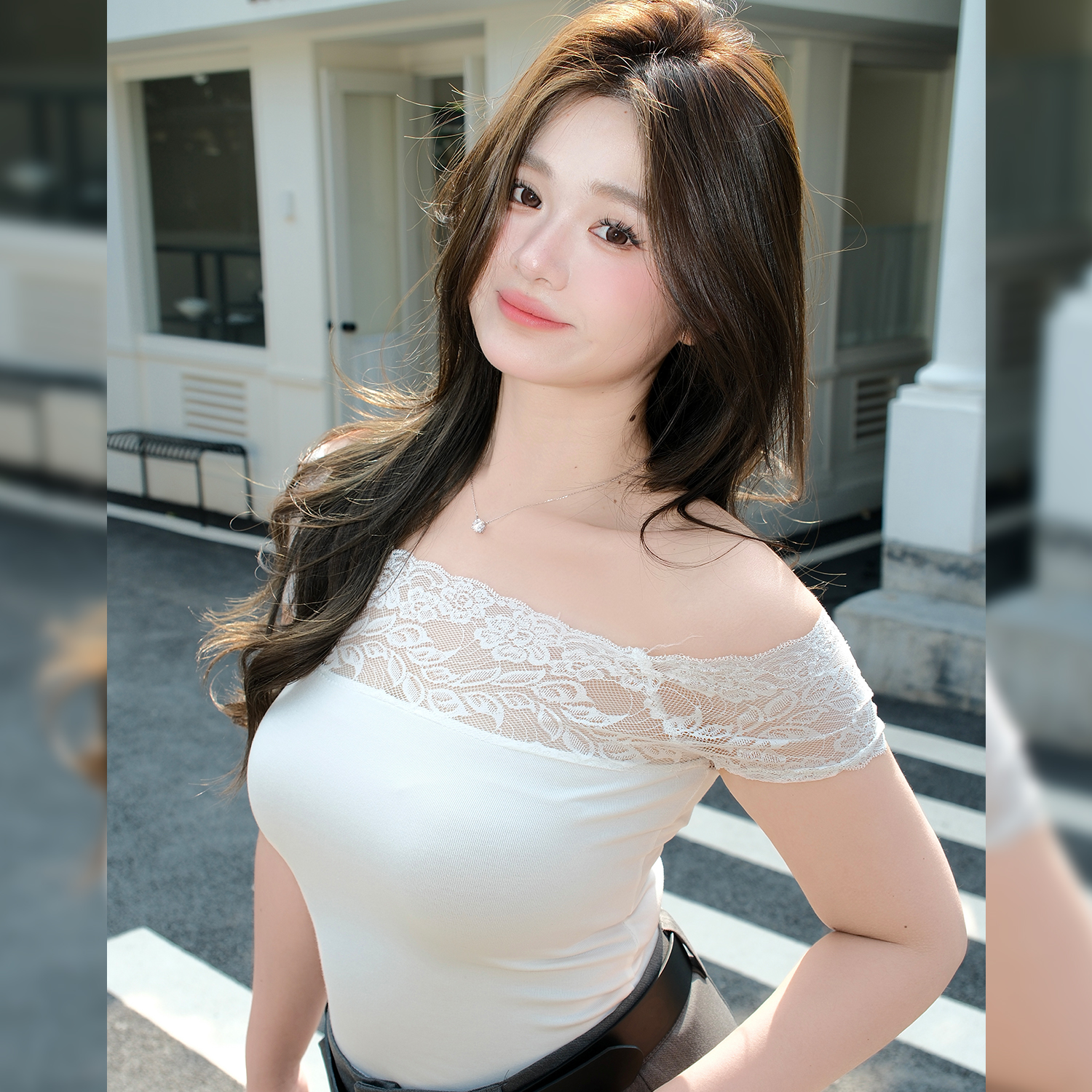 PSG微胖MM大码一字肩T恤