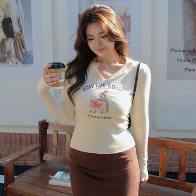 PSG微胖大码修身POLO领长袖上衣女2025秋冬复古咖色鱼尾半身裙