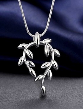 925纯银橄榄枝复古项链银饰礼物