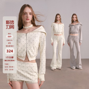 Mess Studio 辣妹短款连帽卫衣开衫外套半身裙休闲卫裤套装女春秋