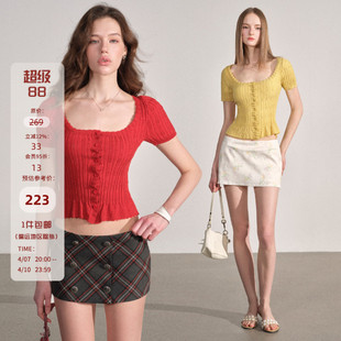 方领花边毛织短袖 Mess 立减12% 20点上新 Studio 4.7