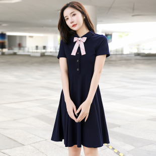 幼儿园老师园服夏装新款教师工作服连衣裙夏季足浴技师美容师制服