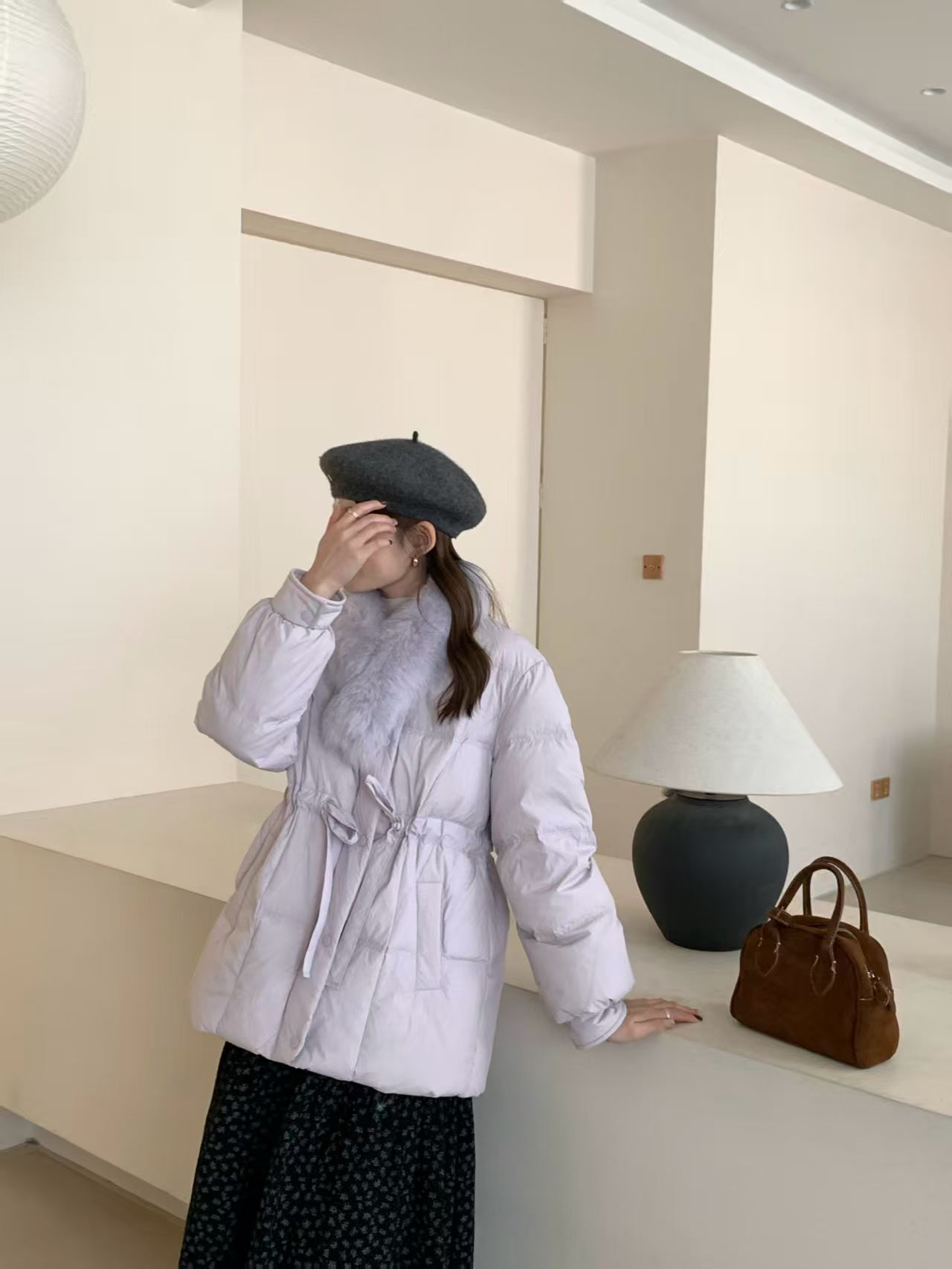 真狐狸毛领羽绒服女秋冬季新款韩系温柔风单排扣收腰90白鸭绒外套