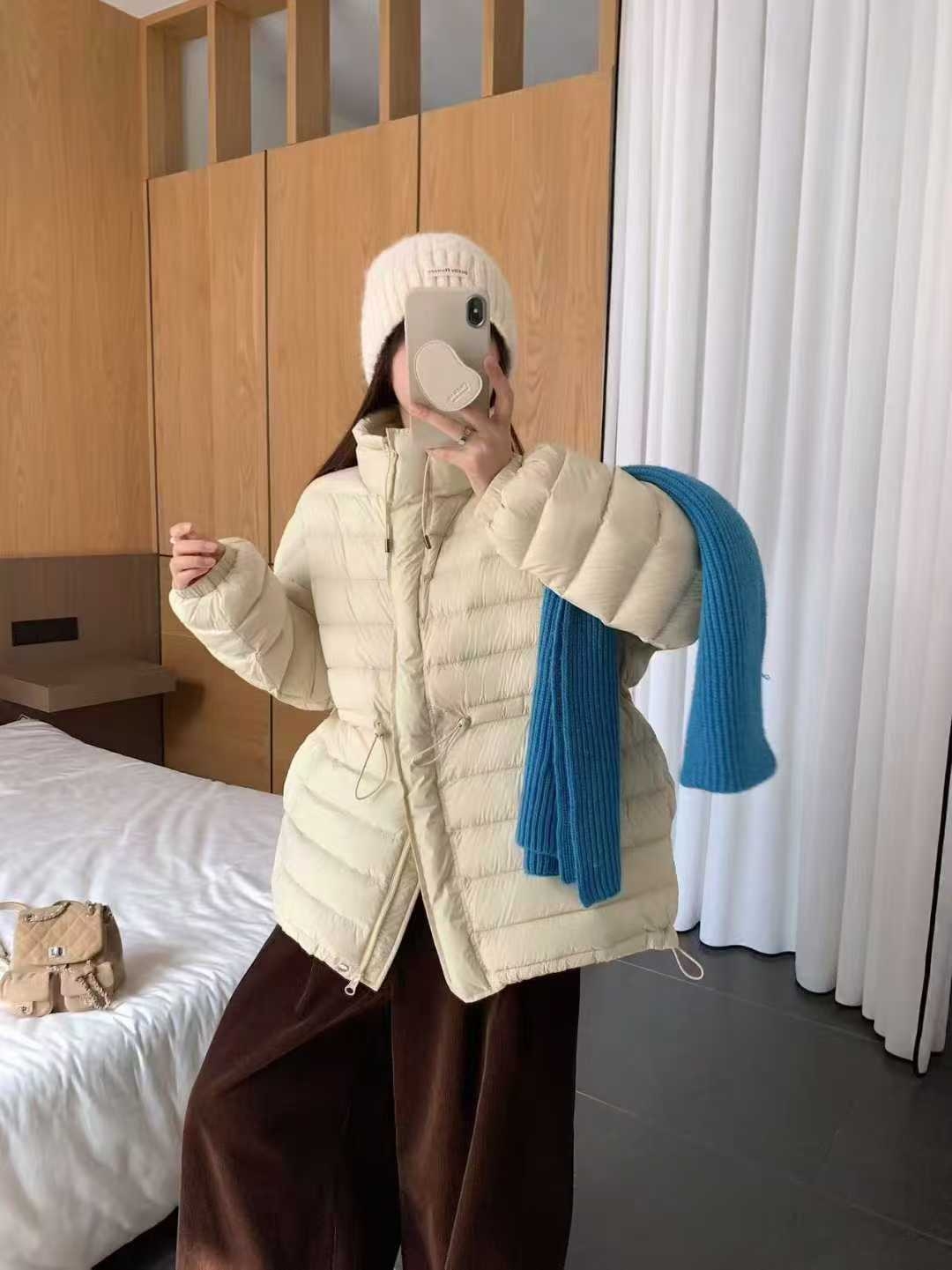 实体店2025冬季新款韩系泡芙90白鸭绒立领排骨收腰款羽绒服宽松