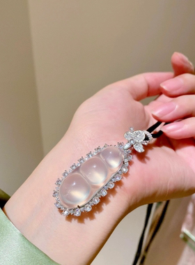 925银镀金高碳钻白冰福豆吊坠项链