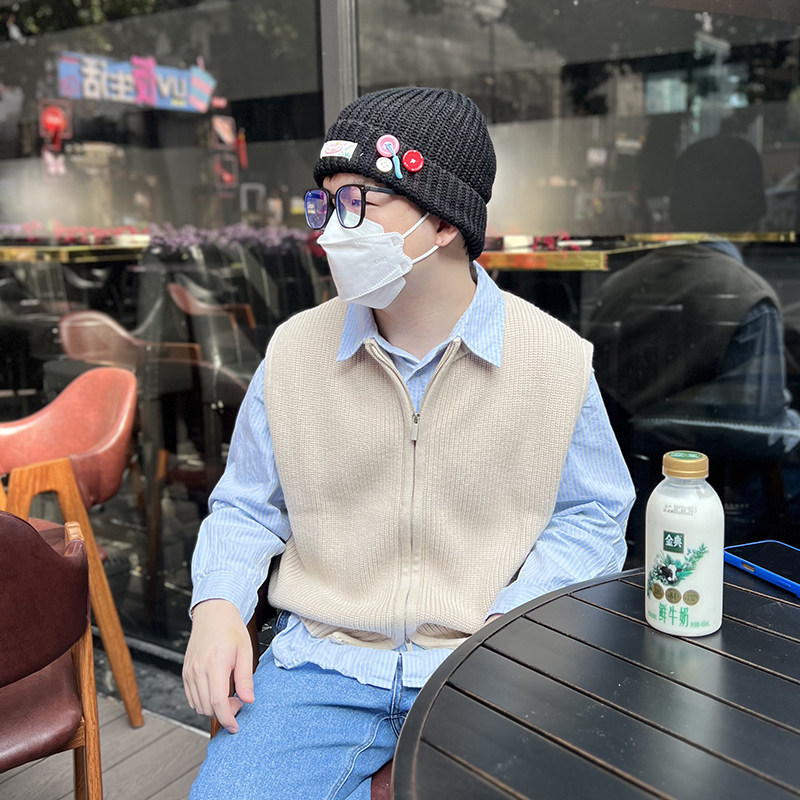 帽子女士韩版简约针织帽男冬季