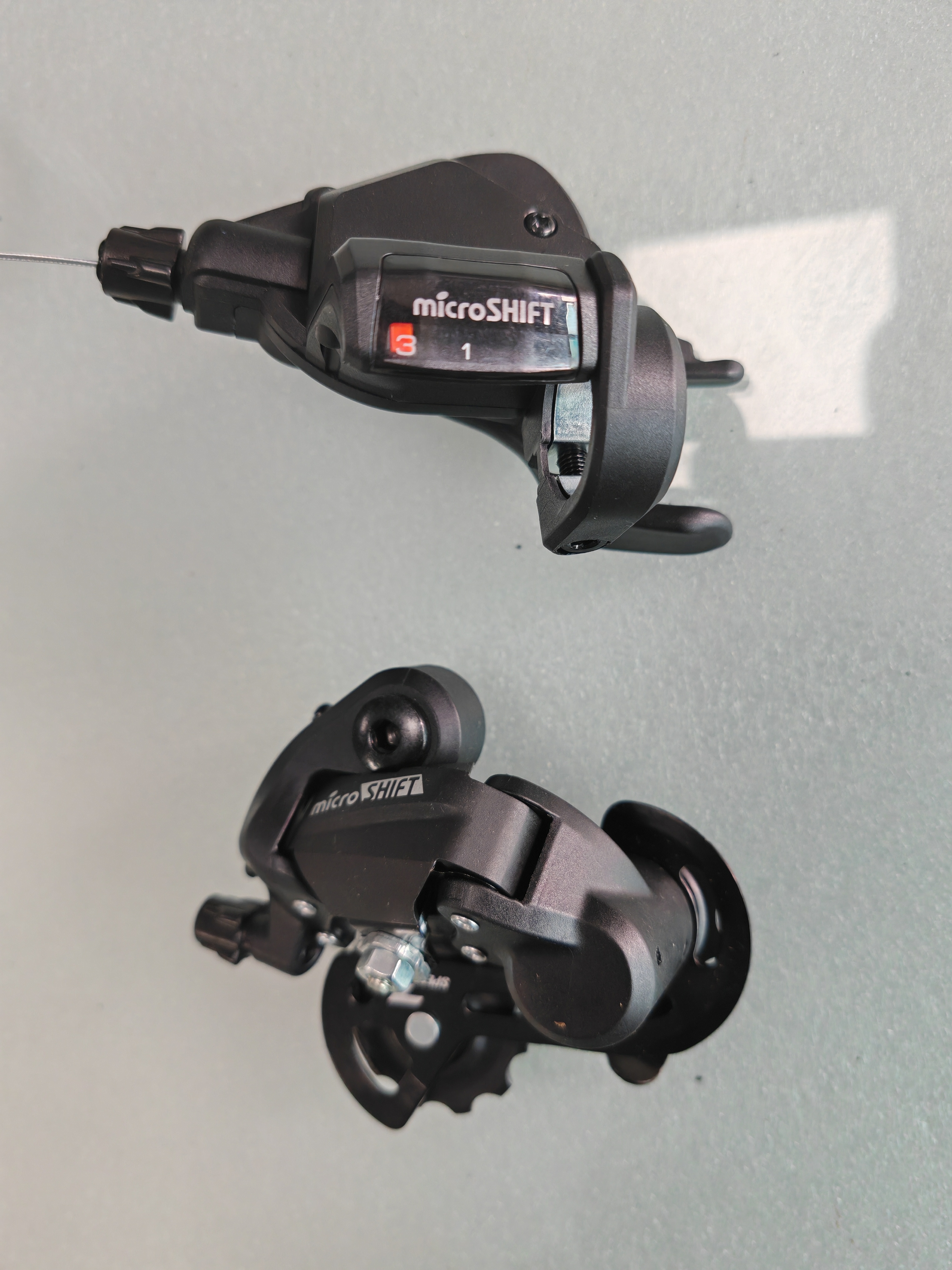 微转microshif山地车变速器自行车外3速指拨后拨K3短腿变档链器