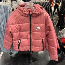 Nike耐克女子简约超轻保暖短款拉链连帽棉服DJ6996