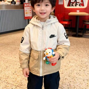 Nike耐克男女幼童拼接工装风休闲舒适运动中长款棉服外套HQ7315