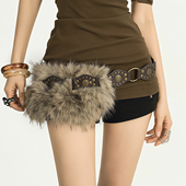 小众辣妹街拍时尚 美式 复古y2k千禧风铆钉毛毛腰带女款 设计感皮带