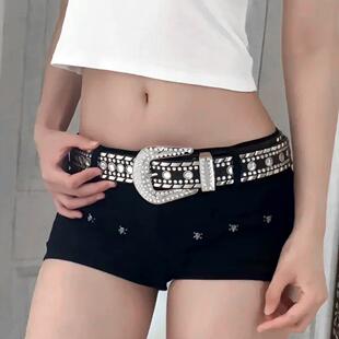 2025新款美式y2k小众个性辣妹宽腰带女装饰水钻配裤子时尚皮带