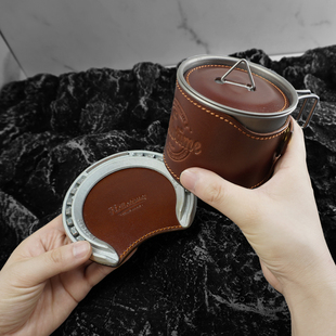 复古马蹄铁杯垫植鞣牛皮真皮金属杯托手工制作企业礼品定制LOGO