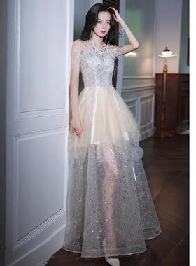 风范晚礼服女成人毕业宴会气质抹胸一字肩艺考轻奢小众设计感