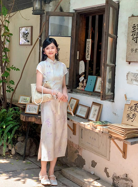 白色旗袍2025新款夏季淑女范新中式改良素雅温柔日常可穿连衣裙