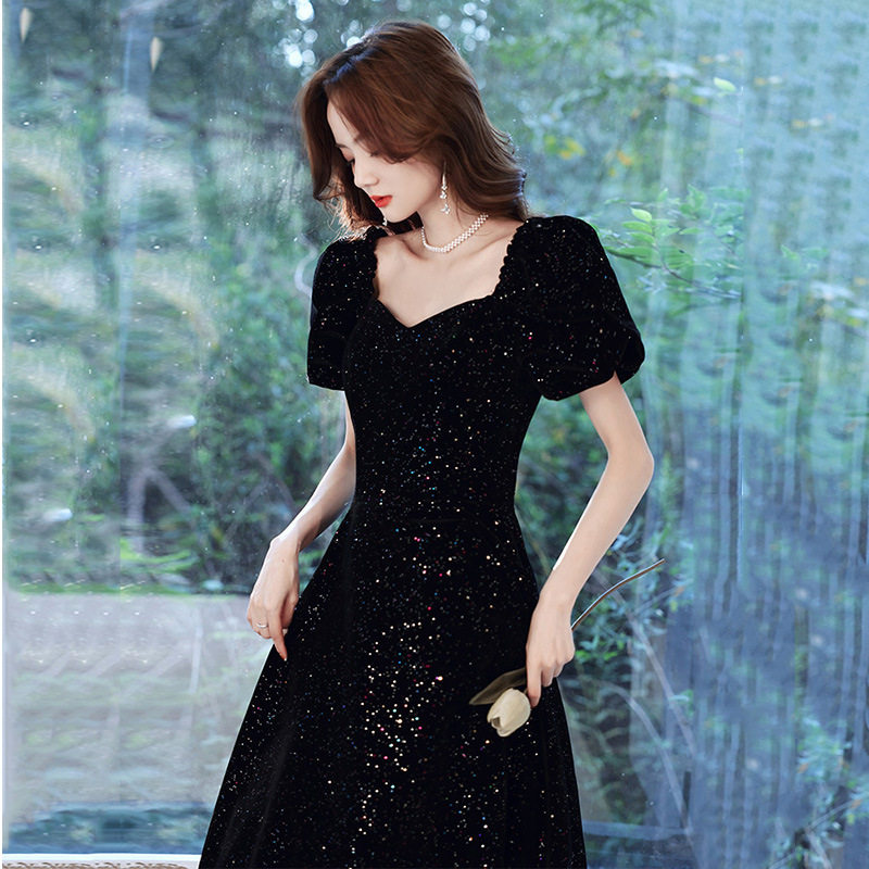 黑色晚礼服2025新款法式优雅气质长款星空宴会年会主持人礼服,服饰配件/皮带/帽子/围巾,汉服服配,淘宝优惠券,粉丝福利购,淘宝优惠卷