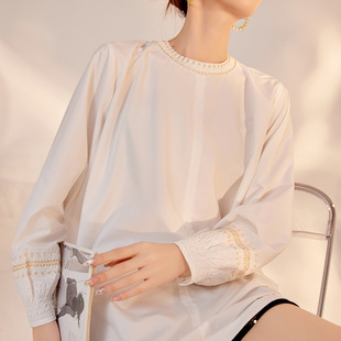 上衣女 2025秋季 圆领感轻奢工艺气质长袖 国风新中式 m7106 新品