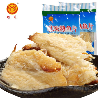 明珠舟山特产即食 零食小吃休闲 食品烤鱼片干 小鱼乾 鱼乾片250g