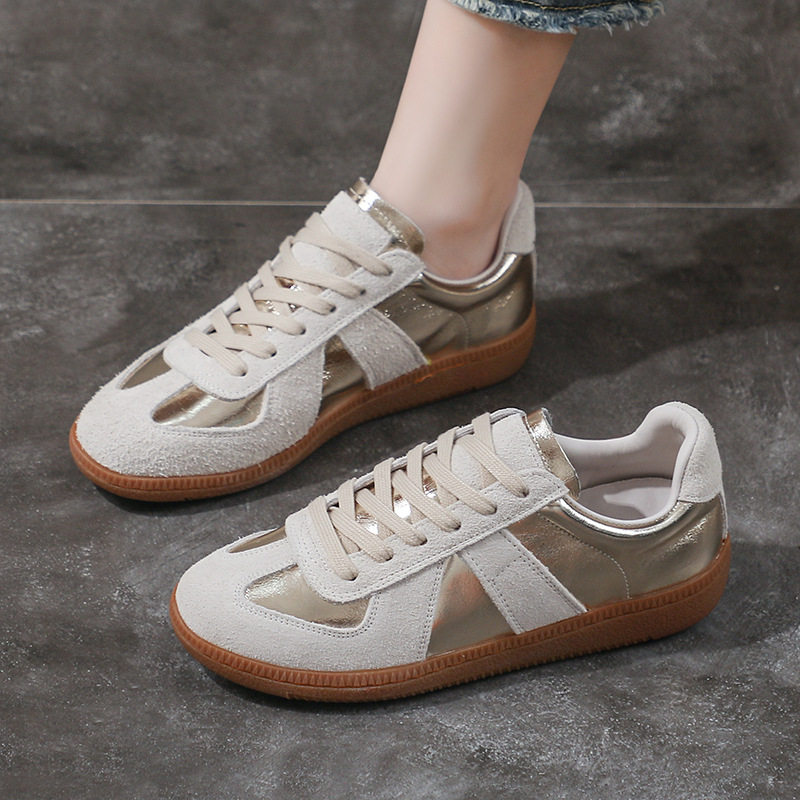 德训鞋女2024秋季新款复古训练休闲百搭系带里外全牛皮平底板鞋潮