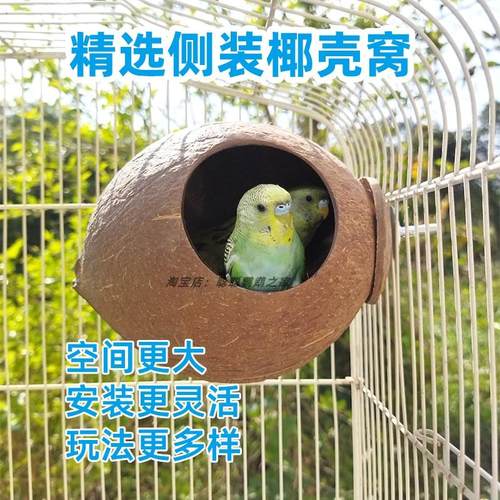 侧装椰子壳鸟窝防啃咬鹦鹉睡觉窝