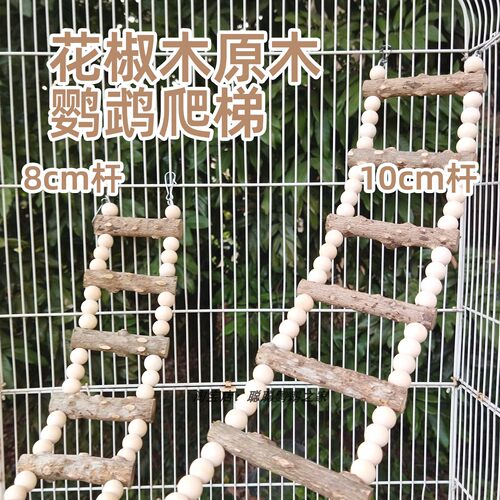 花椒木鹦鹉爬梯纯天然原木白色