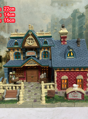 lemax外贸手绘陶瓷房子欧洲建筑物场景家居装饰品圣诞节造景摆件