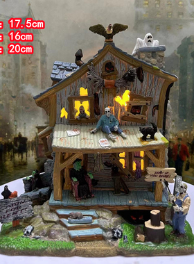 lemax手绘陶瓷房子欧洲小镇建筑物场景家居装饰品万圣节摆件