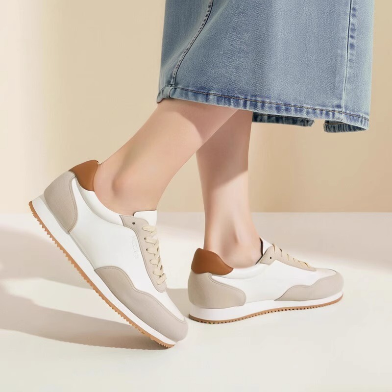 歌迈复古德训鞋女真皮反绒阿甘鞋松弛感舒适运动软皮单鞋休闲女鞋