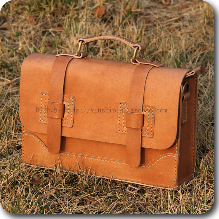 新款文艺复古手工硬皮包单肩斜跨手提商务休闲包特价包邮