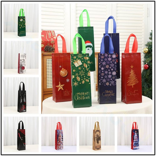 圣诞礼物红酒袋无纺布礼品手提袋