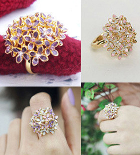 欧美夸张小清新花朵开口戒指