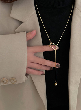 ins冷淡风圆珠抽拉式毛衣链