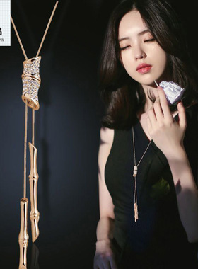 竹节流苏毛衣链女新品韩版