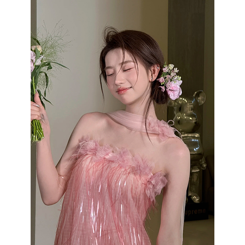 抹胸高级感法式超仙晨袍女新娘订婚结婚礼服气质小众迎宾出门纱