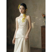 香槟金法式 高级感新娘宴会订婚敬酒服礼服轻奢小众抹胸年会礼服裙