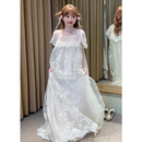 法式 森系绝美轻婚纱小众轻奢蕾丝出门纱超仙订婚礼服裙新娘晨袍