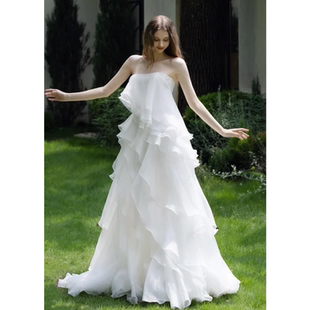 法式 轻奢高级感轻婚纱小众超仙晨袍新娘敬酒服迎宾出门纱礼服裙