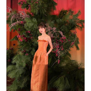 抹胸成人礼生日年会敬酒服高级质感轻奢新娘订婚礼服晨袍女 新中式