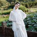 法式 复古盖茨比轻婚纱小众蕾丝气质晨袍新娘敬酒服迎宾出门纱礼服