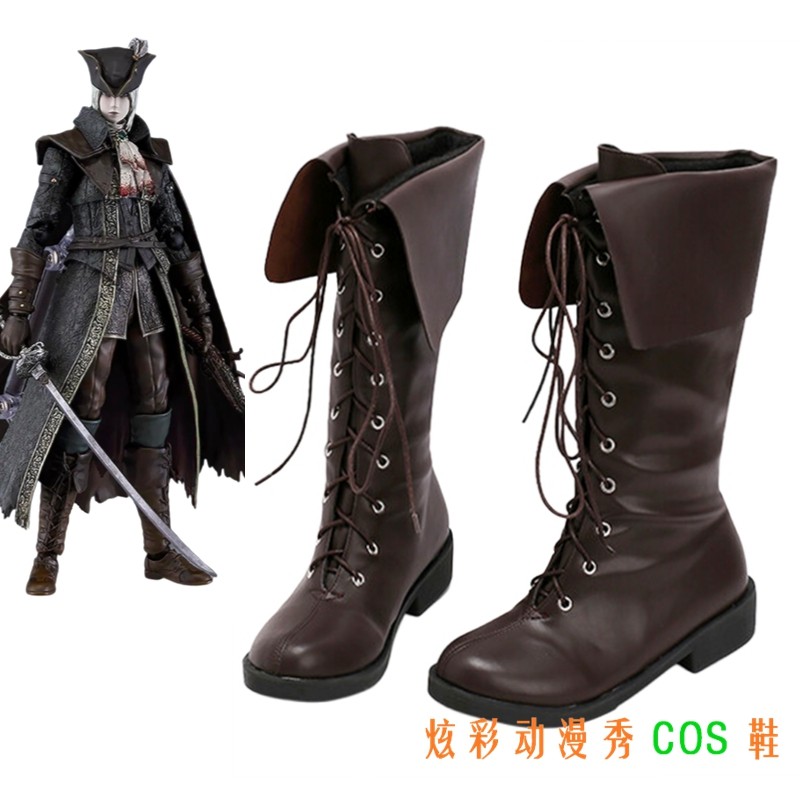 血源诅咒玛利亚猎人cos鞋动漫游戏人物cosplay表演鞋棕色系带靴子