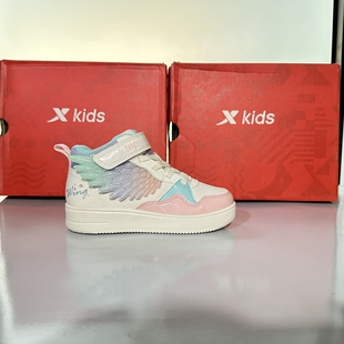 特步正品儿童小童女款春秋季软底轻便高颜值运动板鞋677414313001