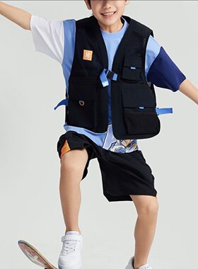 安踏儿童 24年夏款男大童少年顽家透气宽松运动潮流马甲352428607