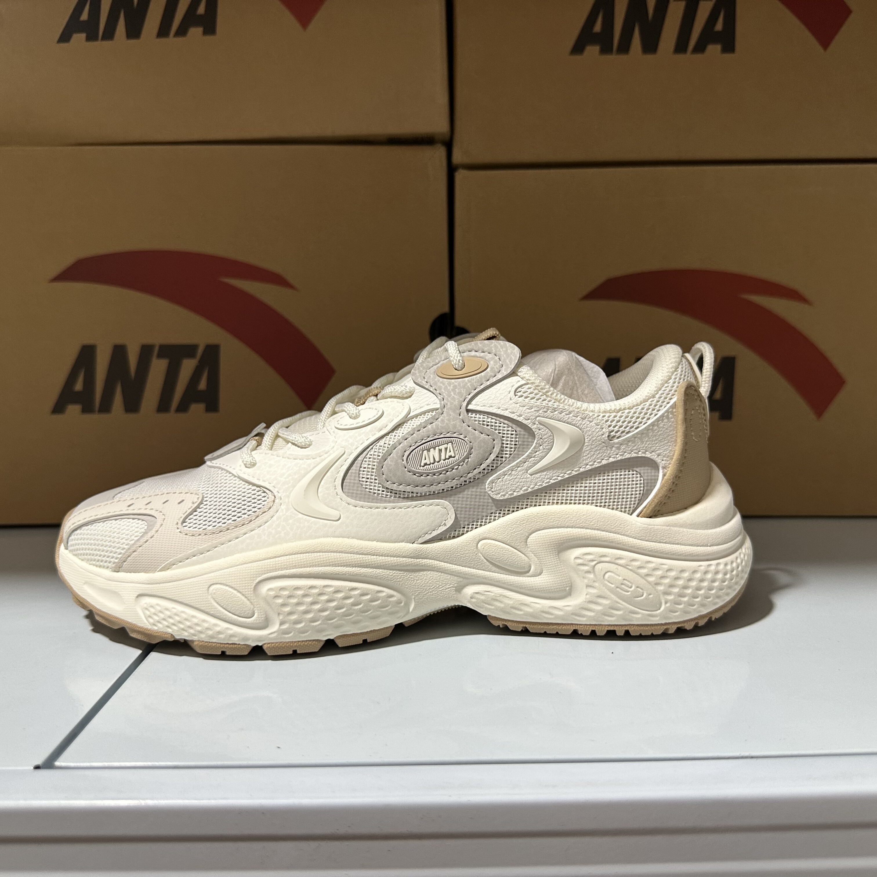 安踏星海老爹鞋夏季新款革网拼接休闲鞋百搭运动鞋男912428838