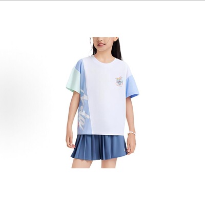 安踏儿童正品夏季女童休闲宽松吸湿潮流针织短袖T恤衫362428106