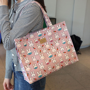 韩国防水面料A4文件包学生补习袋休闲单肩包大容量手提袋子妈咪包